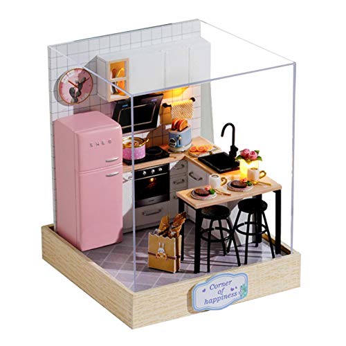 feichanghao Casa De Muñecas De Madera En Miniatura DIY Modelo De Cabina De Casa Ensamblado A Mano Regalos Creativos para Niñas, con Cubierta Antipolvo