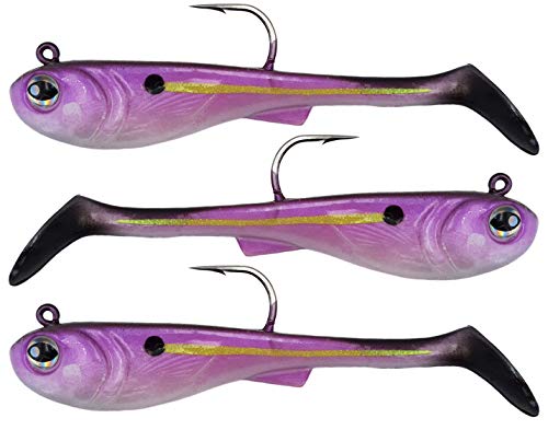 FISHN® GRUMPYbaby Juego Rubberfish - Peso: 13 g, Longitud: 11 cm - Acción de natación Extrema, señuelos de Pesca para lucios, Softbait, Swimbait (3 Piezas) (GRUMPYbaby Purple Rain)