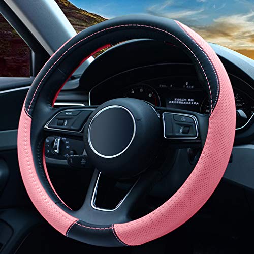 Funda Volante Coche Universal - Cuero de Microfibra Antideslizante y Transpirable Protector del Volante, Excelente Regalo para Mujeres y Niñas, 37-38 cm/Rosado