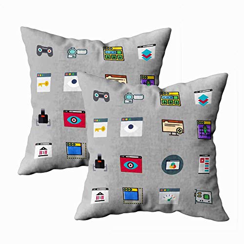 Fundas de almohada con cremallera, fundas de almohada divertidas Icono de video de tamaño estándar Acerca de los iconos del controlador del juego de cartas Realidad virtual Hogar Dormitorio Sofá Decor