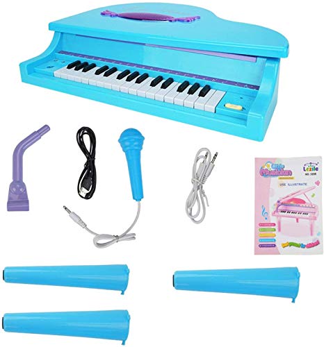 G Piano para niños, mini piano electrónico - Teclados de pianos de música para niñas de 3 a 6 años de edad Mini piano electrónico con micrófono 32 llaves Musical Keyboard Pink G20 piano infantil XINRU