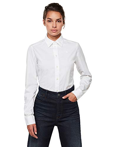 G-STAR RAW Kick Back Slim Camisa, Blanco C271-110, Medium para Mujer