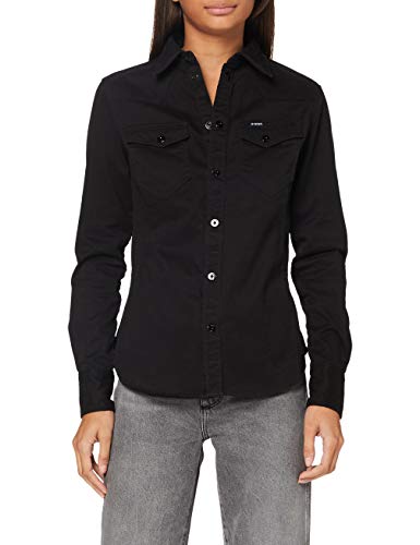 G-STAR RAW Western Kick Back Slim Camisa, dk Negro C072-6484, XXX-Small para Mujer