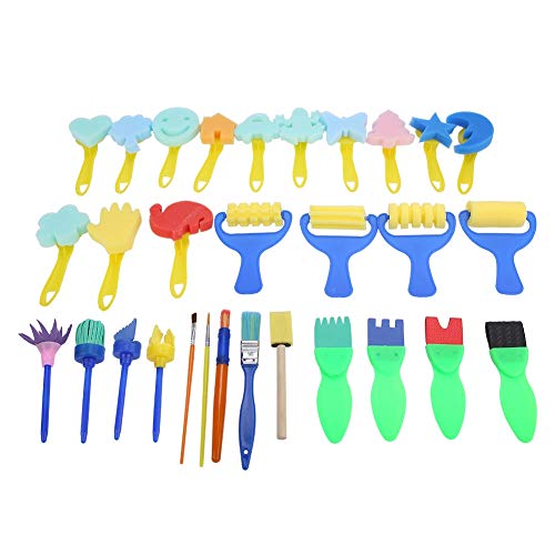 Garosa 30pcs Kids Paint Sponges Brushes Set Sponge Roller Graffiti Toy Kit con 13 Formas Diferentes DIY Stamp Tool para Child Art Drawing