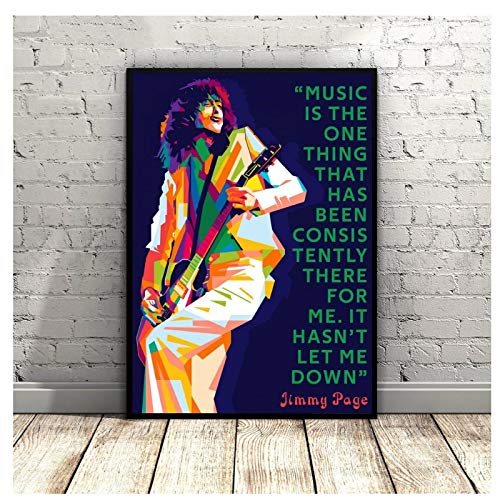 Gigoo Jimmy Page Art Canvas Posters Pintura para la decoración de la Sala de Estar Decoración de la habitación para el Dormitorio Impresión estética en Lienzo 50x75cm sin Marco