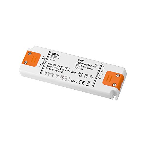 Goobay LED Transformador 230V (AC) a 12 voltios (DC) de 0,5 hasta 20 vatios para lámparas LED