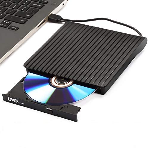 Grabadora CD/DVD Externa, USB 3.0 Tipo C de Doble Puerto, Unidades de CD Externas Alta Velocidad, Lector/Quemador/Re - AMIGIK Quemador de CD/DVD +/-RW/ROM para PC portátil Windows, Linux, MacOS, Vista