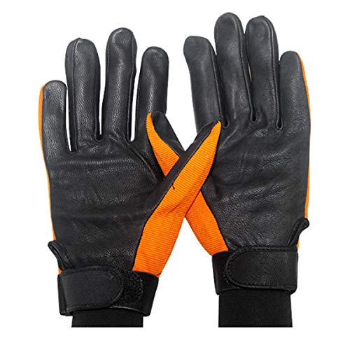 Guantes de Conducir Guantes de Piel Medio de Piel de Oveja Montando Locomotora Gimnasio Escalada Motocicleta Diariamente Guantes de conducción Cómodo Guantes (Color : Yellow, Size : L)