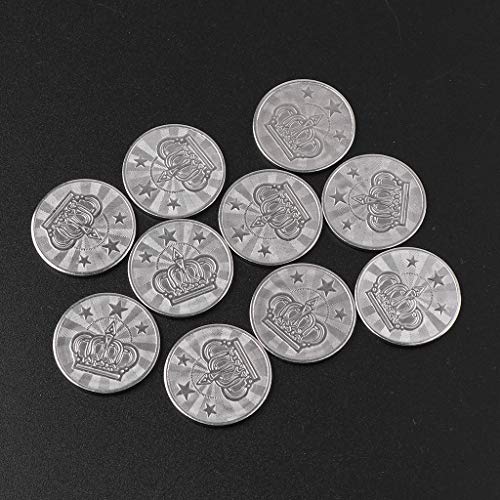 Gwxevce 10pcs 25 * 2mm Token de Juego Juego de Arcade de Acero Inoxidable Moneda Pentagram Crown Tokens