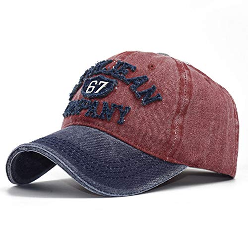 GYYCY Costura De Algodón Americana Antigua Gorra De Béisbol Lavada 3D Tridimensional Bordado Sombrero para El Sol Ajustable