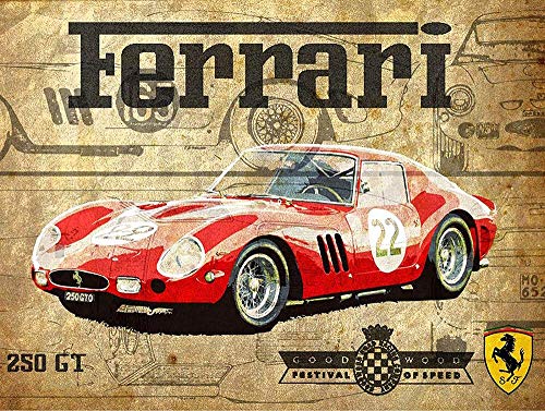 HALEY GAINES Ferrari Car Placa Cartel Póster de Pared Metal Vintage Cartel de Chapa Decorativas Hojalata Signo para Bar Café Cocinas Los Baños Garajes 20×30cm