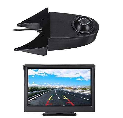 HD 720P Cámaras de visión Trasera Visión Nocturna Impermeable 170° Cámaras de Marcha atrás Tercera luz Stop + Monitor (5,0 Pulgadas) para Mercedes Sprinter W906 Ford Transit MB Viano Vito VW Crafter