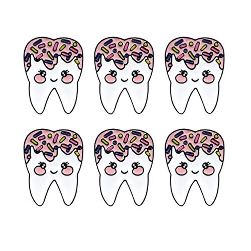 Heallily - Lote de 6 imperdibles con diseño de dientes, para regalo de joyería médica