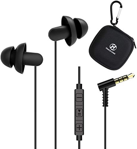 Hearprotek 2 Pares Auriculares para Dormir, in-Ear Auriculares Cancelación de Ruido con Micrófono y Control de Volumen, Tapones para Los Oídos para el Insomnio, Ronquidos, Conector de 3,5 mm