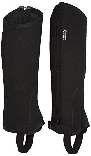 HKM Polainas para hípica imitación de Nobuck con Insertos elásticos para niños y Adultos, Hombre, 557938, Negro, XL-39