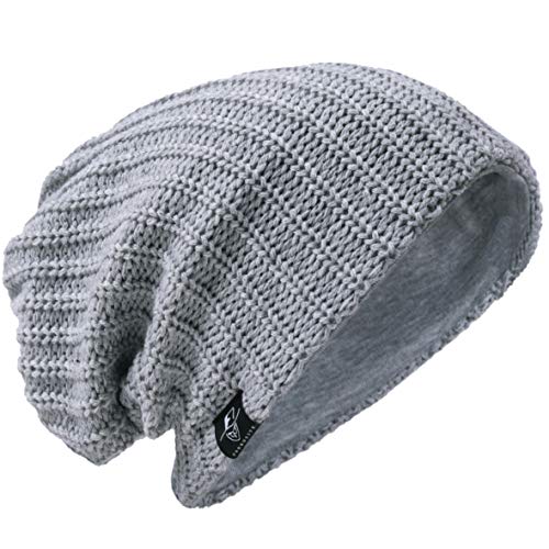 Hombre Gorro de Punto Slouch Beanie Knit Invierno Verano Hat (Acanalado Pálido)