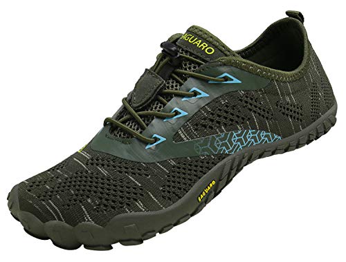 Hombre Zapatilla Minimalista de Barefoot Trail Running Zapatillas de Deporte,Tejer Verde,41