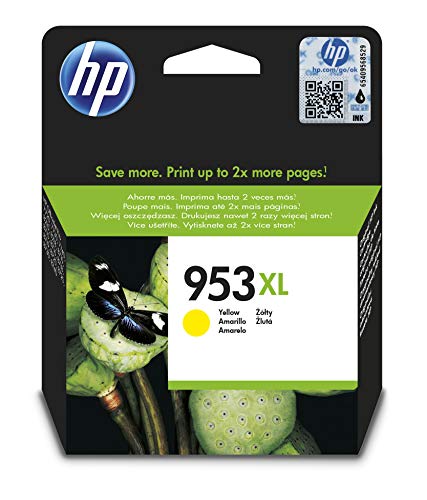 HP 953XL F6U18AE, Amarillo, Cartucho de Tinta de Alta Capacidad Original, compatible con impresoras de inyección de tinta HP OfficeJet Pro 7720, 7730, 7740, OfficeJet Pro Series 8000