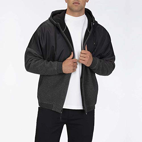 Hurley Men's Therma Endure Elements Full Zip Fleece Hoody, Black, M