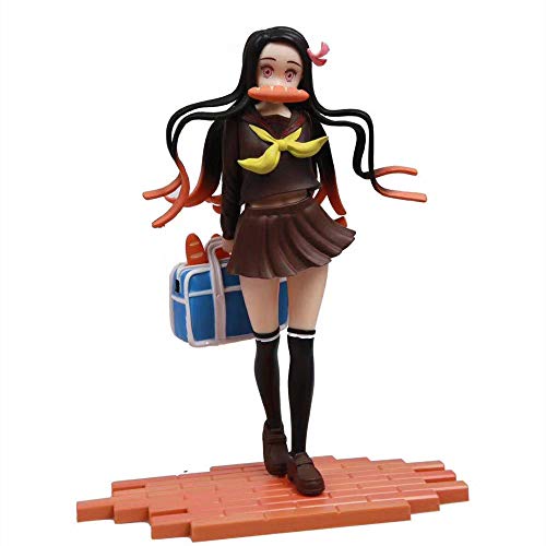 HYKCSS Demon Slayer's Blade School Uniform Edition Anime Doll Kamado Nezuko Edición Estatua Muñeca Escultura Juguete Decoración Modelo Figura Figura Altura 25cm