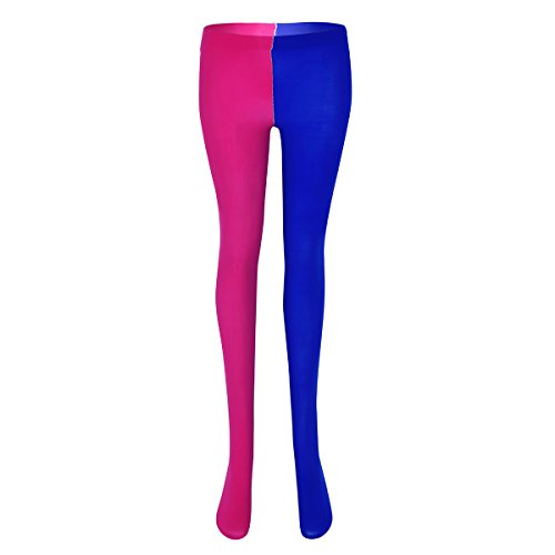 iiniim Medias Opacas Calcetines 2 Colores Sólido para Mujer Bufón Traje Unisexo Adulto Pantyhose Panty de Baile Danza Actuación Ideales para Halloween Carnaval Multicolor Rosa&Azul One Size