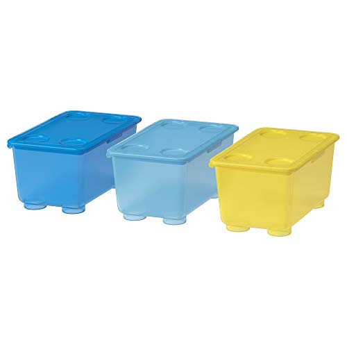 Ikea Glis Caja con Tapa, Azul, Blanco y Verde, 17x10x8 cm, 3 Unidades