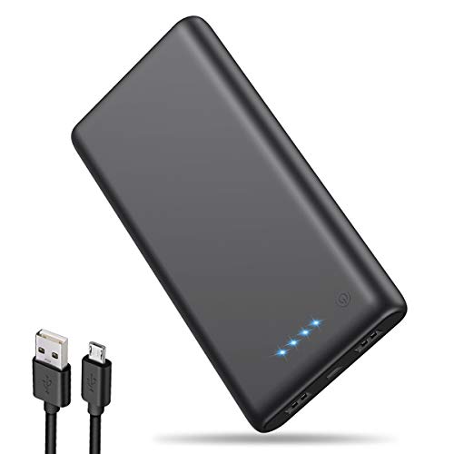 iPosible Batería Externa 25800mAh [Versión Actualizada] Alta Capacidad New Dual Puertos Cargador Portátil Móvil Power Bank Carga Alta Velocidad para Smartphones Dispositivos Tabletas - Negro Matte