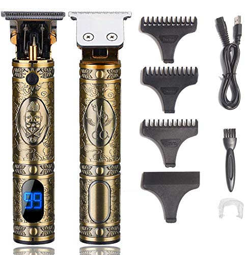 J TOHLO Cortapelos Eléctrico Profesional Cortadora de Pelo Recargable Cortapelos con Pantalla de Visualización Digital LED con 3 Peines Guía para Hombres Cabello Barba