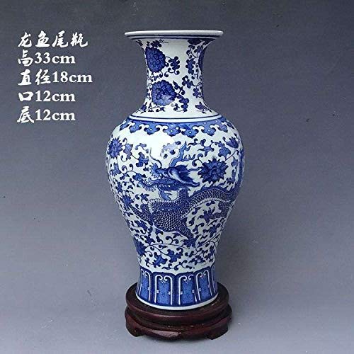 Jarrón de porcelana de estilo chino vintage de Jingdezhen, de Guook, de color azul y blanco antiguo, accesorios para el hogar, manualidades, decoración de la sala de estar