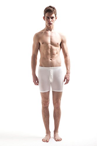 Jasmine Seda para Hombre Puro de Seda Hecho Punto Boxer Shorts Marfil (Media)