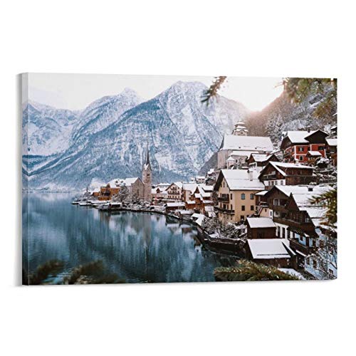 JHDSL Póster de Hallstatt Austria The Most Beautiful Town in Europe Tourist Paisaje Natural - Póster de pared y arte de pared, diseño moderno de habitación familiar de 50 x 75 cm