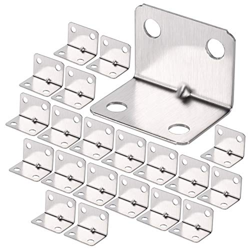 JIZZU 100Pcs Soporte en Forma de L Acero Inoxidable, Resistente Soporte de Esquina, Pequeño Espeso Escuadra Madera, Escuadras Metalicas para Fijar Valla, Mesa, Silla, Estante, Cama, Ventana