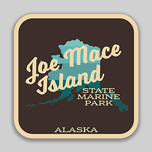 JMM Industries Joe Mace Island State Marine Park Alaska calcomanía de Vinilo para paragolpes de Ventana de Coche, Paquete de 2, 4 Pulgadas por 4 Pulgadas, Laminado Protector UV SPS502