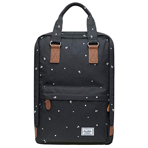 KAUKKO Bolsas Escolares Mochila Estilo Oxford Bolsa Ligera Bolso del Ordenador portátil de 14" (Negro7-3)