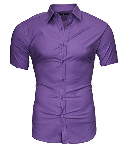 Kayhan Hombre Camisa Manga Corta, Unita 2446 Violet S