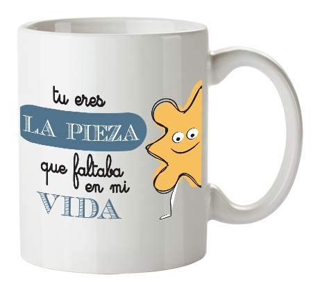 Kembilove Tazas de Desayuno para Parejas – Taza de Café con Frase Divertida y Graciosa para Enamorados Tu Eres la Pieza Que faltaba en mi Vida – Tazas para Regalar el día de los Enamorados