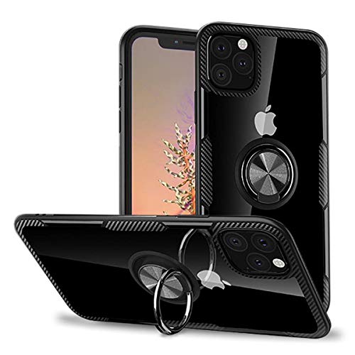 KONEE Funda Compatible con iPhone 11, 【Transparente Anti-Rasguños 】 【360° Giratorio Anilla Posterior】 【Compatible con Soporte de Montaje Magnético del Coche】 Carcasa para iPhone 11