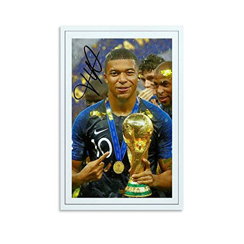 LAOLIU Póster estético de Kylian Mbappe de la final de la Copa del Mundo de Francia 2018 firmado por el fútbol 24 x 36 pulgadas (60 x 90 cm)