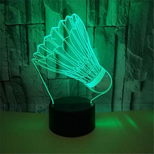 LBJZD luz de noche Creativo 7 Cambio De Color Bádminton 3D Visual Night Light Soccer Luminary Usb Touch Lámpara De Mesa Lámpara De Noche Dormitorio Luz Kid Gift Con Mando A Distancia