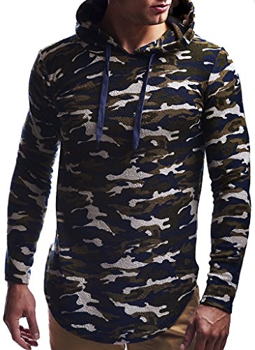 Leif Nelson Sudadera de Hombre con Capucha suéter de la Capilla LN-6300 Camuflaje Medium