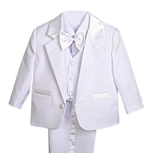 Lito Angels Bébé Garçon 5 pièces Formal Costume smoking Costume de baptême taille 12-18 Mois  Blanc