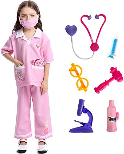 LOLANTA Niños Niñas Doctor Disfraces Veterinario Juego de Roles Disfraces de Halloween adjuntar Juguetes médicos