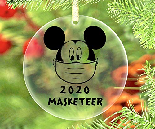 Lplpol Adorno de Mickey Masketeer de 2020, adorno de primera pandemia de Disney, adorno acrílico transparente, Disneyland y Walt Disney