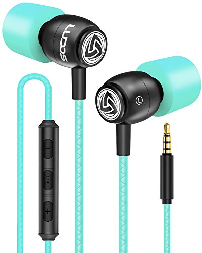 LUDOS Clamor Auriculares con Micrófono y Cable, Cascos Espuma de Memoria, Cable Reforzado, Graves y Control de Volumen Earphones para Mi, Xiaomi, iPhone, Samsung, Huawei, Ordenador, Portátil, PC