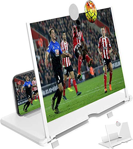 Lupa de Pantalla para Teléfono 12",Amplificadores de Pantalla 3D HD,Stretch Design Screen Mobile Phone Soporte Plegable Adecuada para Ver Videos de películas en Todos los teléfonos Inteligentes-blanco