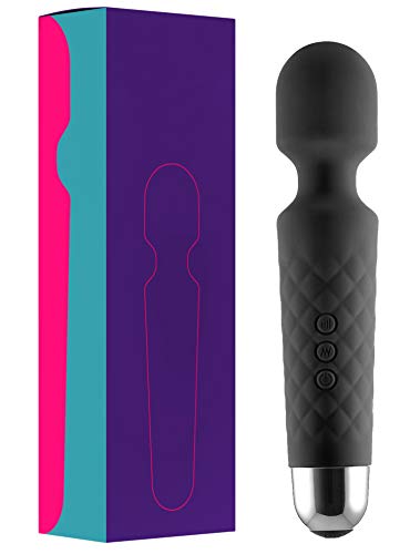 Masajeador Eléctrica Recargable Wand Massager - Con 20 patrones de vibración y 8 velocidades - Carga por USB - de Oliver James (Negro)