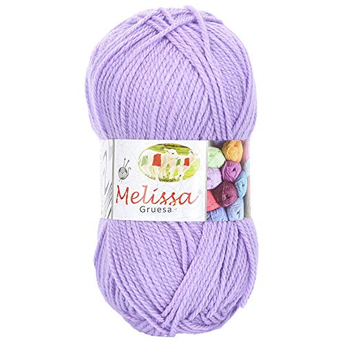 Melissa Hilo 100% Acrilico Ovillo de Lana (115m 100g * 1=50g * 2) Premium para DIY Tejer y Ganchillo, Certificado OEKO-TEX Standard 100,Agujas Talla 5(1/2)-6(1/2),Morado 25,Enviado desde Europa