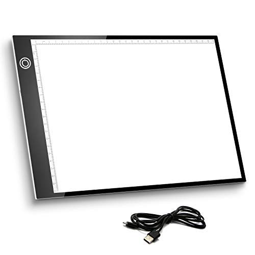 Merpin Mesa de Luz A4, Caja de Luz Portátil con USB, Control Táctil Stepless ajustado,Dibujo Portátil Almohadilla de Luz para Dibujo de Copia, Animación, Bocetos, Stencilling, etc. (3-Level)