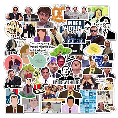 MIANRUII 100 PC The Office Stickers, Vinilos Impermeables con Michael, Dwight, Jim, etc, Divertidos Stickers para computadoras portátiles, computadoras, frascos hidráulicos, Botellas de Agua