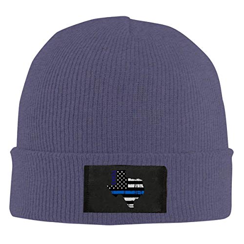 MIANZI Retro Texas Thin Blue Line Unisex Warm Winter Wool Hat Knit Beanie Skull Cap